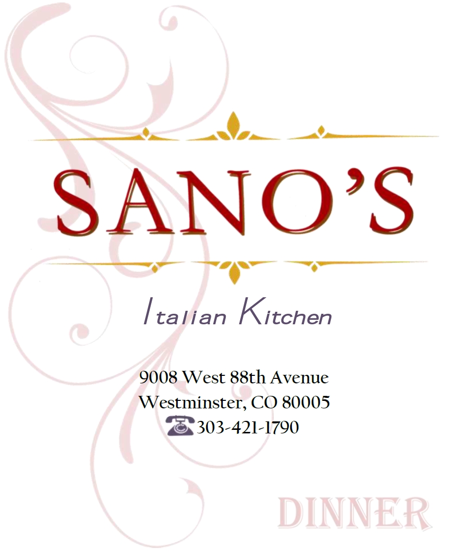 Sano's Dinner Menu